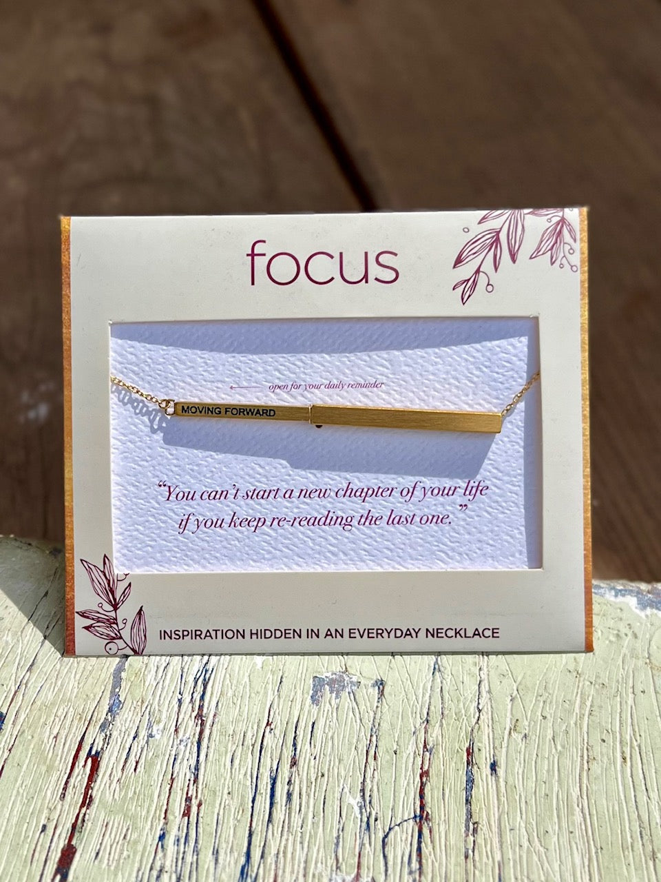 Moving Forward Gold Focus Inspirational Necklace
