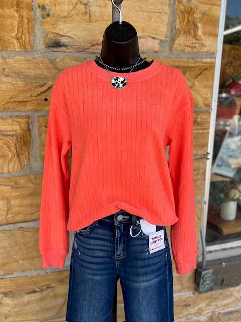 Mono B Coral Ribbed Sweatshirt