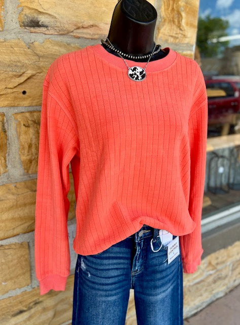 Mono B Coral Ribbed Sweatshirt