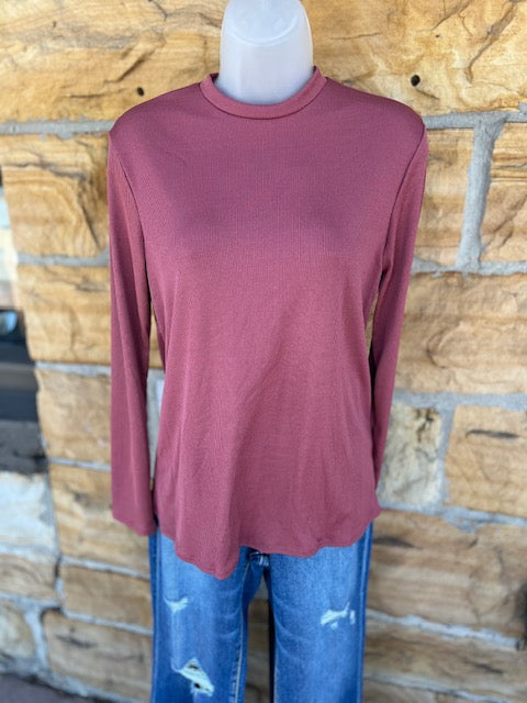 Mauve Ribbed Long Sleeve Top