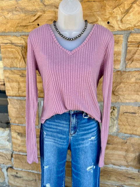 Solid Ribbed Top with Thumbhole