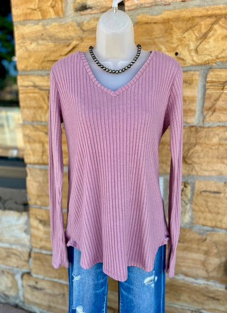 Solid Ribbed Top with Thumbhole