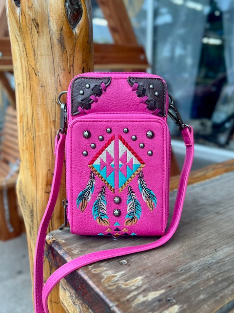 MW Pink Aztec Phone Wallet Crossbody