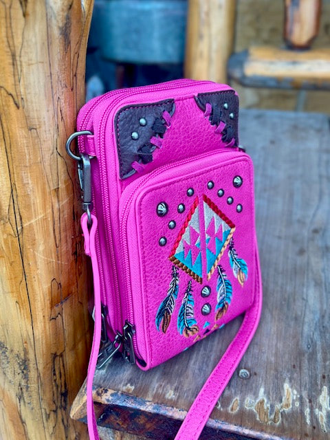 MW Pink Aztec Phone Wallet Crossbody