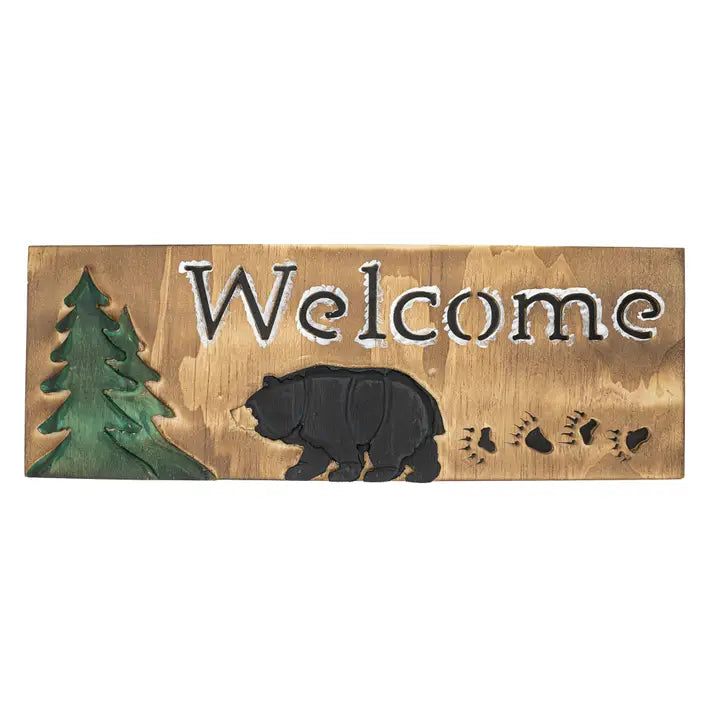Wooden Bear Welcome Sign