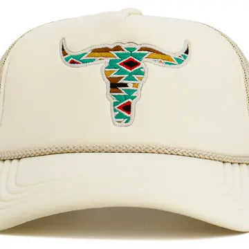 Cream Cow Skull Hat