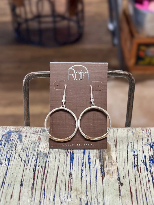 Rain Silver and Bronze Hoop Earrings