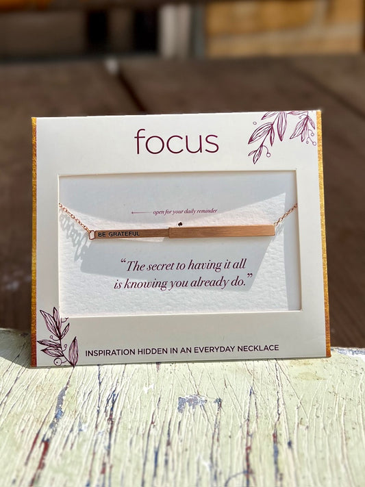 Be Grateful Rose Gold Focus Inspirational Necklace