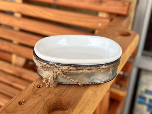 Galvanized soap dish caddy