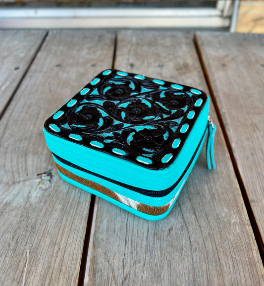 Tooled leather and cowhide  Jewelry Case