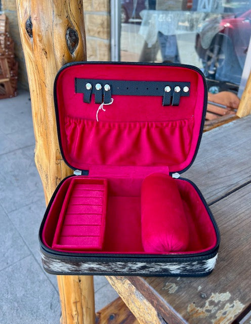 Black White Cowhide Medium Jewelry Case