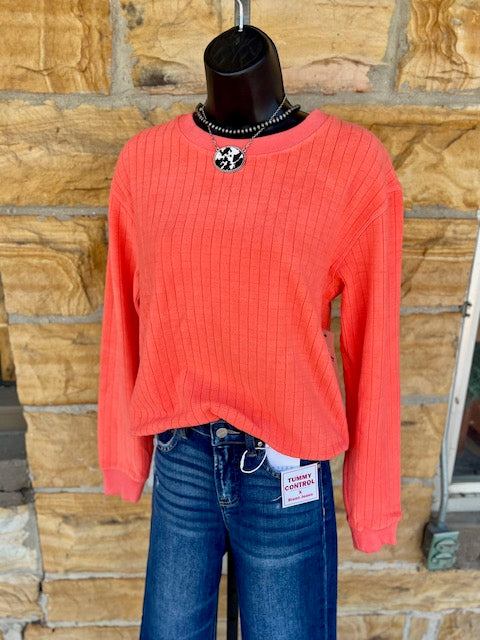 Mono B Coral Ribbed Sweatshirt