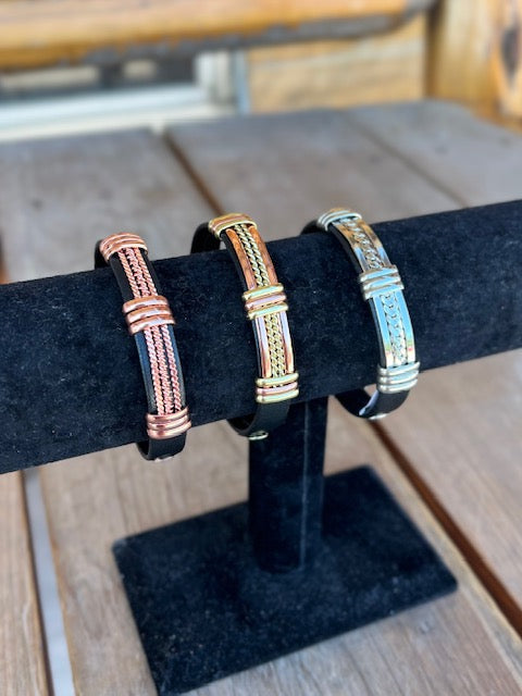 Magnetic Pure Copper Leatherette Cuff Bracelet