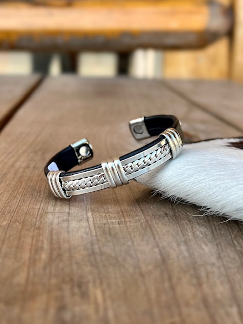 Magnetic Pure Copper Leatherette Cuff Bracelet