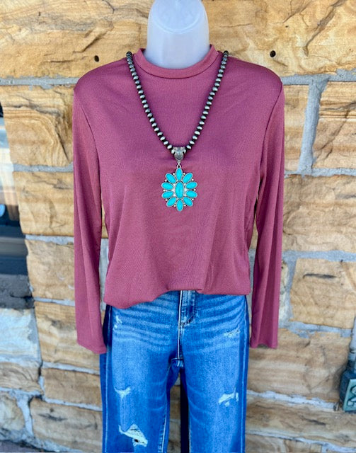 Mauve Ribbed Long Sleeve Top