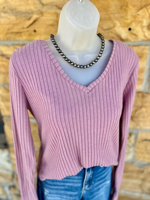 Solid Ribbed Top with Thumbhole