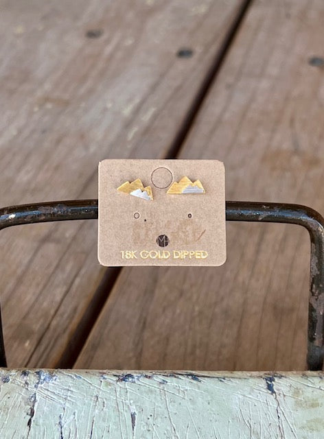 Two Toned Mountain Stud Earrings