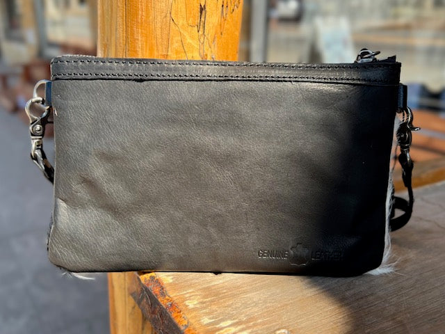 Cowhide Crossbody with Square Turquoise Stone