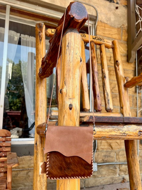 Cowhide and Leather Crossbody Bag