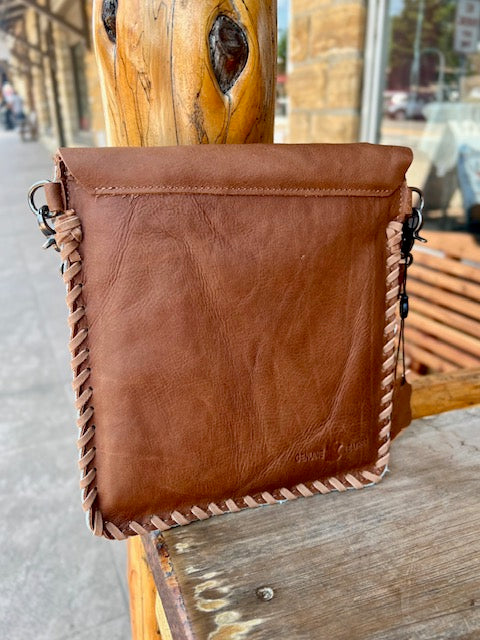 Cowhide and Leather Crossbody Bag