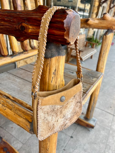Cowhide Light-Brown Purse
