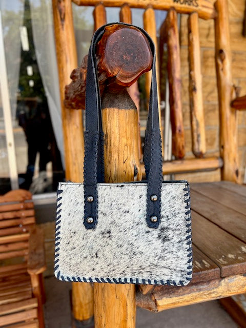 Cowhide Grey Leather Handbag