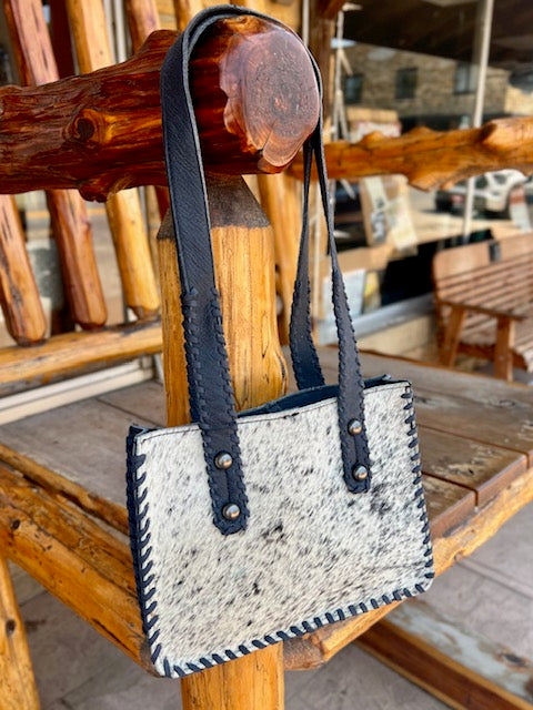Cowhide Grey Leather Handbag