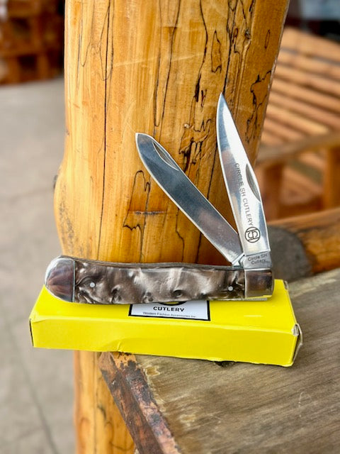 Brown marble pocket knife