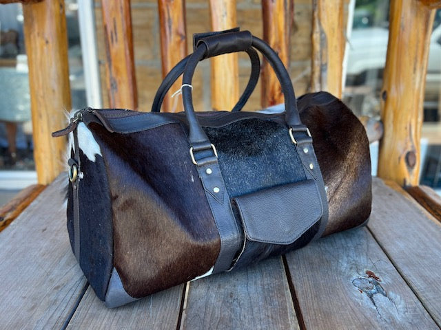 Genuine Hair on Hide Leather Duffle Bag