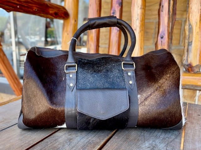 Genuine Hair on Hide Leather Duffle Bag
