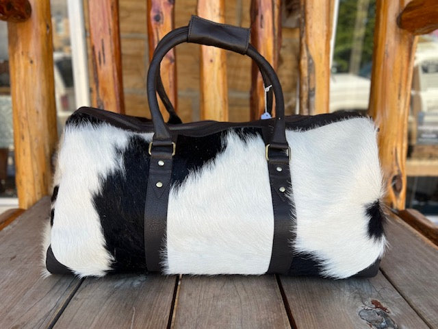 Genuine Hair on Hide Leather Duffle Bag
