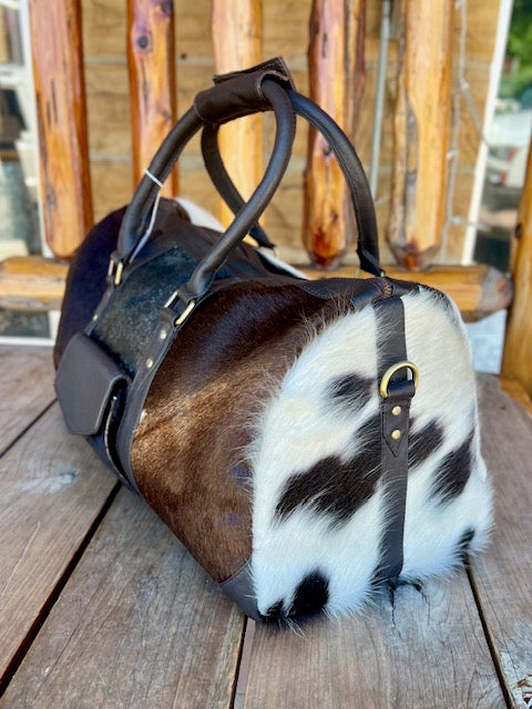 Genuine Hair on Hide Leather Duffle Bag