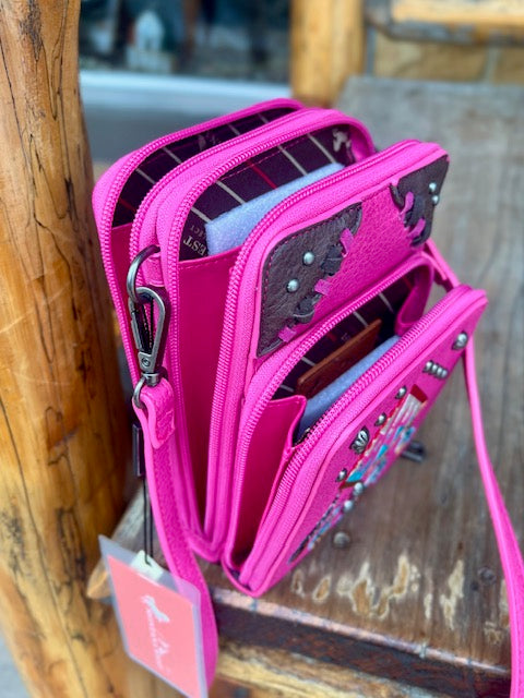MW Pink Aztec Phone Wallet Crossbody