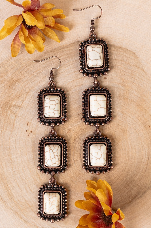 Western Tiered Ivory Earrings